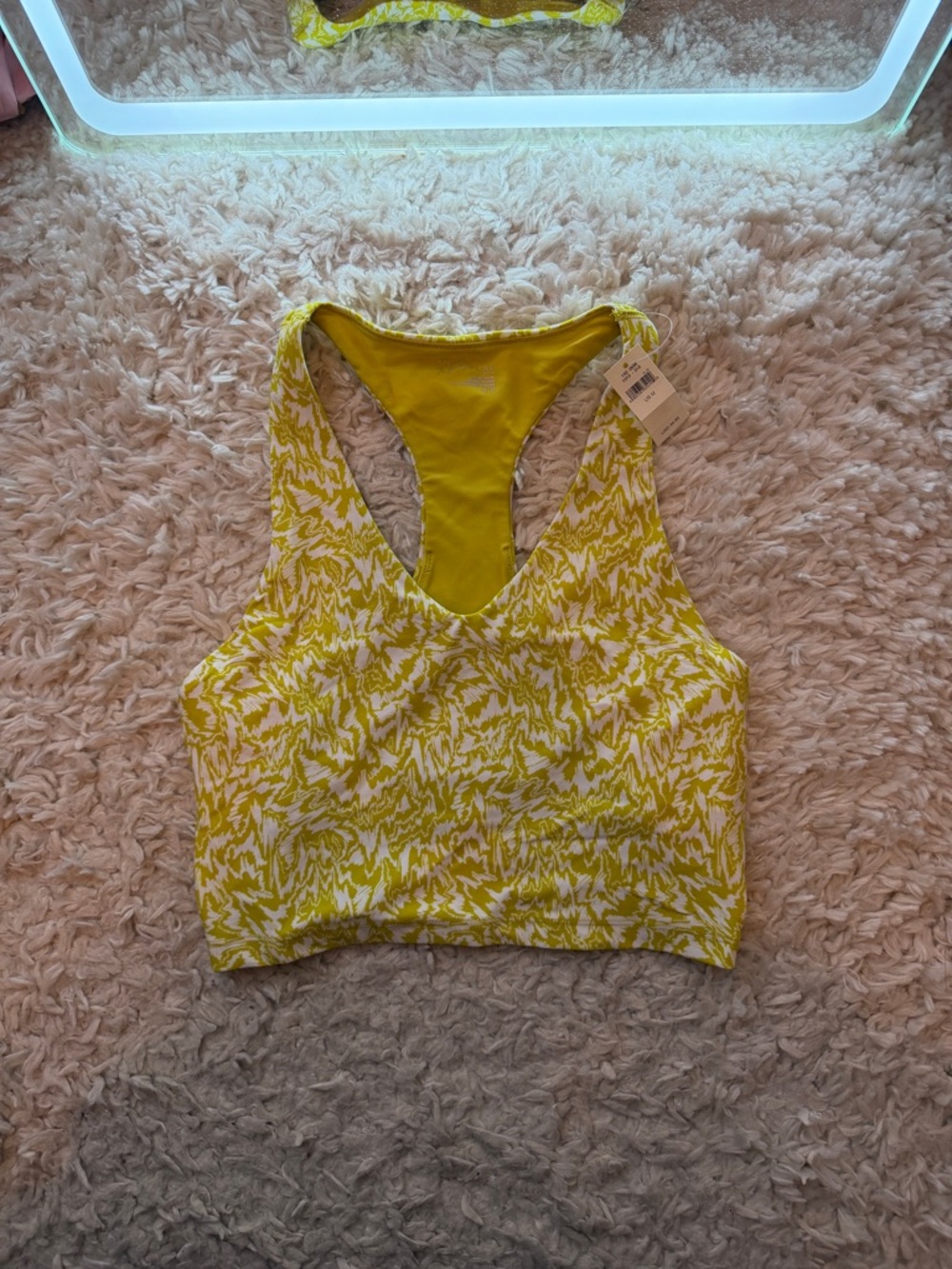 aerie Yellow Patterned Racerback Sports Bra